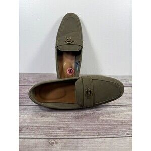 Nautica Nottaway Loafer Flat Slip On Shoes Olive Faux Leather Women’s Sz 10‎
